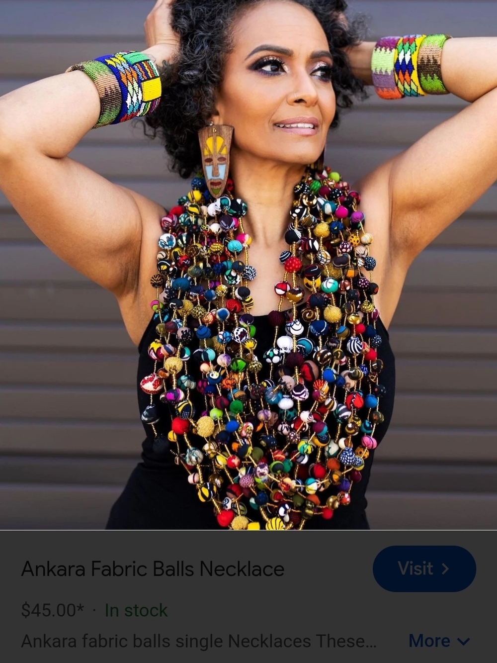 Multicolor Ankara Fabric Balls Statement Necklace